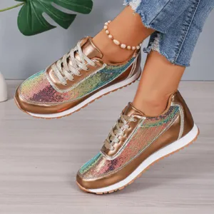Business Casual Shoes For Women'S Sneaker Wedges Sequined Casual Sneakers Fashion Comfortable Sneakers Shoes Woman 2024 Trend