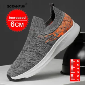 Designer new height increasing shoes for men 6cm invisible elevator sneakers White leathe sport zapatillas de Hombre