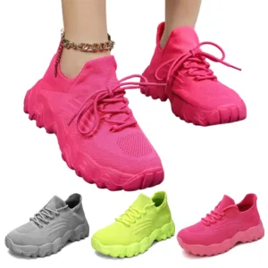 Women Lightweight Running Sneakers Comfortable Casual Walking Shoes Non Slip Mesh Lace Up Sneakers Breathable for Hiking
