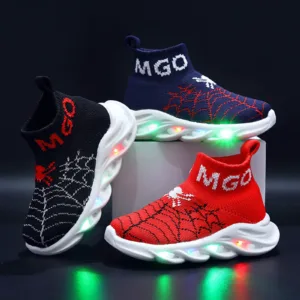 Baby Shoes Toddler Boys Girls Light Up Shoes Led Lightweight Mesh Breathable Spiderman Walking Sneakers кросівки дитячі хлопчик