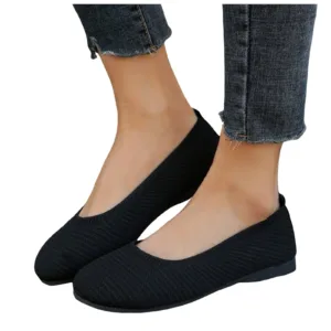 Summer Solid Color Casual Shoes Mesh Breathable Lightweight Flat Loafers Women Knitting Large Size Shoes Sport Run Sneakers